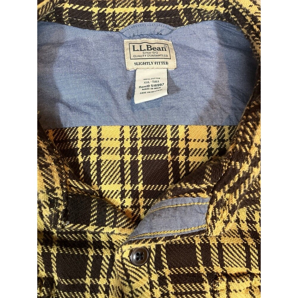 LL Bean Yellow Brown Plaid Slightly Fitted With‎ Pockets Jacket Men’s Size 2XLT - Picture 7 of 8